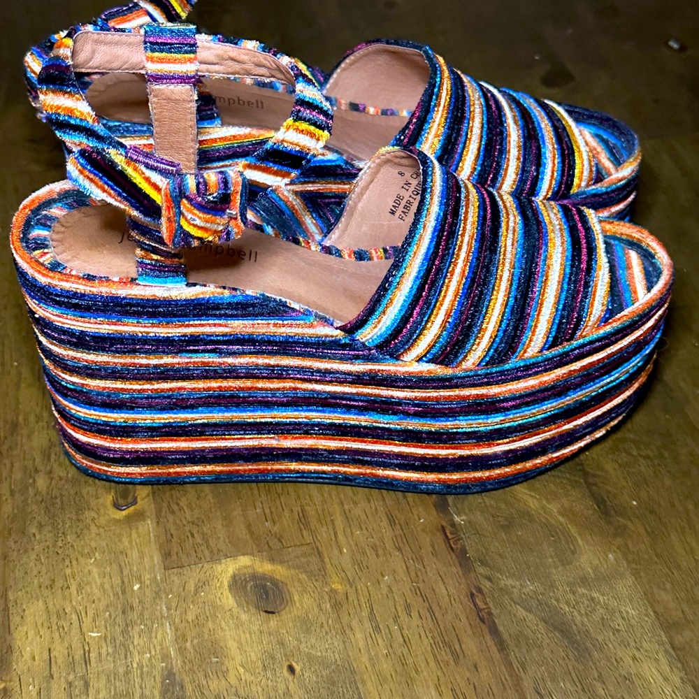 Jeffrey Campbell Platform Rainbow Striped Size 8 EUC